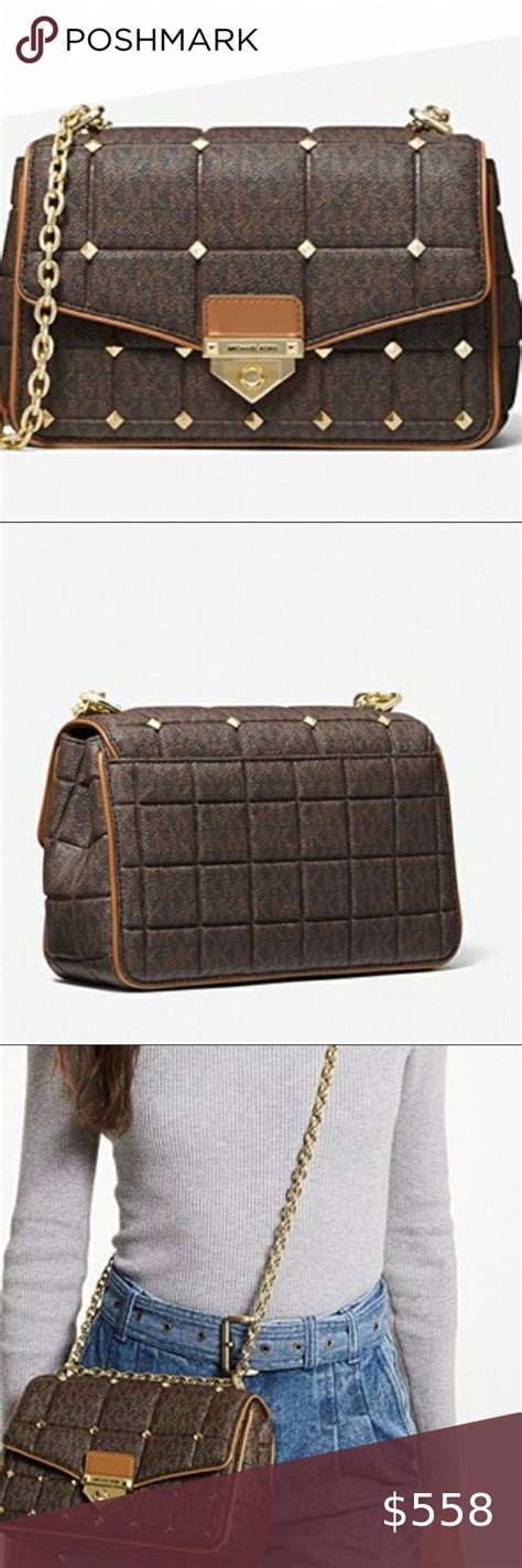 SoHo Large Studded Quilted Signature Logo Shoulder Bag